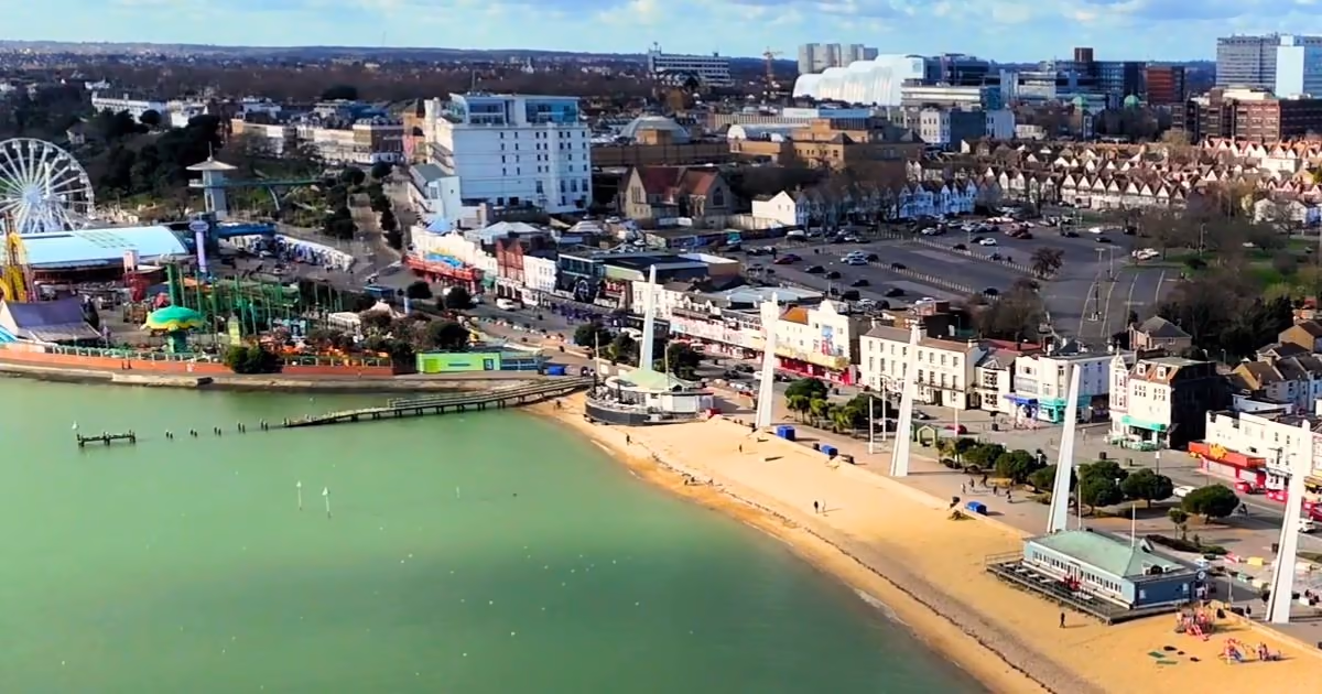 Aerial view of Southend-on-Sea coastline